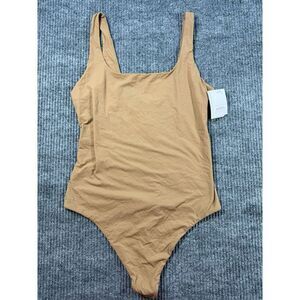 Auden Bodysuit Large Beige One Piece Natural Look Slimming Snap Comfort New